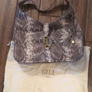 G.I.L.I. Leather Snake Print Hobo